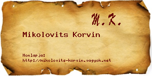 Mikolovits Korvin névjegykártya